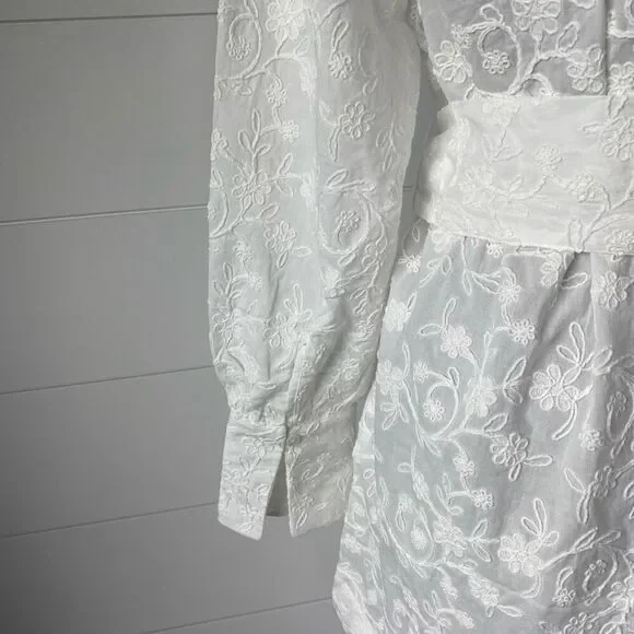 SUPER NATURAL BY SECRET MISSION SKIPE SHIRT EMBROIDERED WHITE DRESS SIZE S $425 - Picture 7 of 12